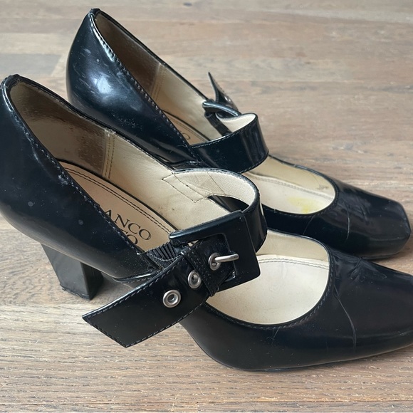 Black leather Mary Jane Franco Sarto Mary Jane heels size 7 very good used shoes - Picture 10 of 13